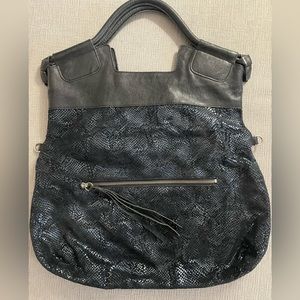 Foley + Corinna Large Leather Snakeskin Satchel Handbag